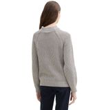 Tom Tailor - Trui - Explicit Grey - Ribstructuur - Staande Kraag - Regular Fit