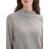 Tom Tailor - Trui - Explicit Grey - Ribstructuur - Staande Kraag - Regular Fit