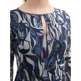 Tom Tailor - Midi-jurk - All-over Motief - Cut-out - Mesh - Ronde Hals