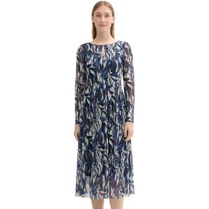 Tom Tailor - Midi-jurk - All-over Motief - Cut-out - Mesh - Ronde Hals