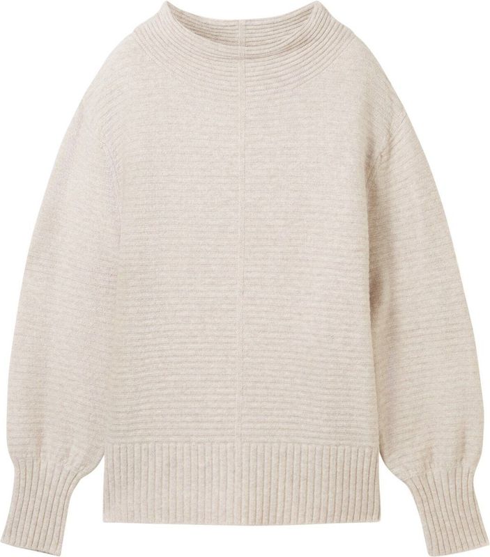 TOM TAILOR - 1042958 - Gebreide Trui - Dusty Beige - Katoen- en Polyestermix