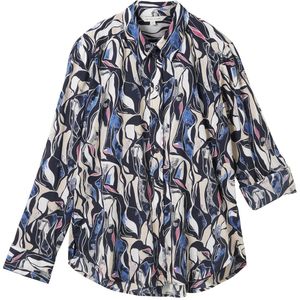 Blouse - Geprint - Katoen/Modal - Lange Mouwen - Met Kraag en Knoopsluiting