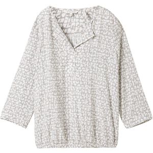 TOM TAILOR - Damesblouse - Neutraal Tile Design - V-hals - 3/4-mouw - Viscose