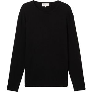Tom Tailor Structured Roll Edge Knit Trui Zwart Man