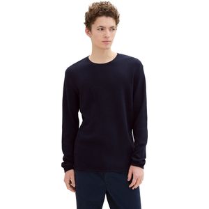 TOM TAILOR DENIM - Trui - Marine - Knitwear - Ronde Hals, Lange Mouw, Losse Pasvorm