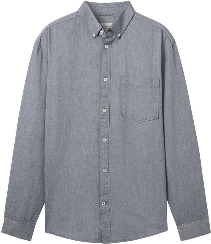 TOM TAILOR - Regular Fit - Overhemd - Navy Chambray - Katoen - Lange Mouwen