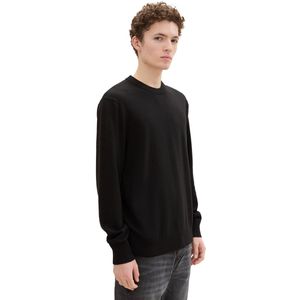 TOM TAILOR - 1042509 - Gebreide Trui - Zwart - Katoen