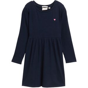 TOM TAILOR - 10668 - Stretchjurk - Sky Captain Blue - Geribbelde Structuur, Lange Mouwen, Hartprint