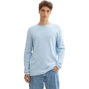 Sweater - Light Metal Blue - Structuur - Ronde Hals - Lange Mouwen