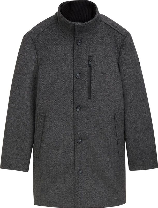 Tom Tailor - Lange Wollen Herenjas - Mêlee - Polyestermix - Regular Fit