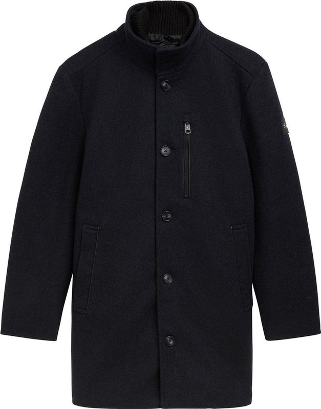 Tom Tailor - Lange Wollen Herenjas - Mêlee - Polyestermix - Regular Fit