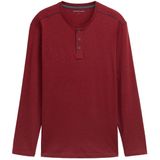 TOM TAILOR - Shirt - Donkerrood - Lange Mouw - Henley Hals