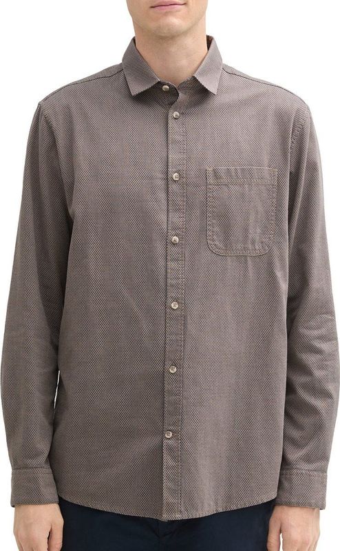 Overhemd - Fijn Gestructureerd - Katoen - Regular Fit - Opgestikte Borstzak