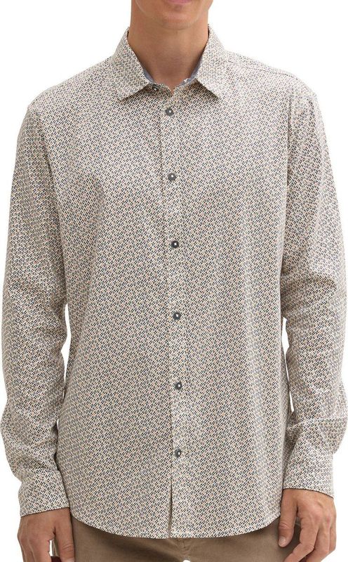 Tom Tailor - Lange Mouw Overhemd - Gebroken Wit - Katoen - 1043800