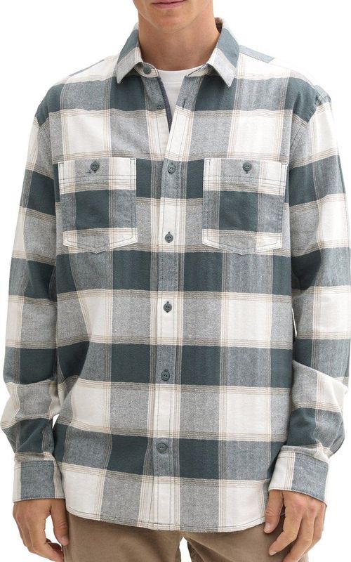Tom Tailor - Flanellen Overhemd - All-over Motief - Regular Fit - Puur Katoen
