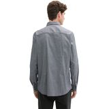 TOM TAILOR - 1043804 - Herenhemd - Marineblauw/Wit - Dobby Katoen met Borstzak