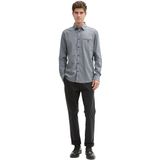 TOM TAILOR - 1043804 - Herenhemd - Marineblauw/Wit - Dobby Katoen met Borstzak