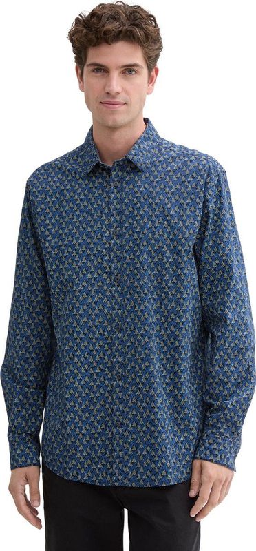 Tom Tailor - Printed Shirt - Blauw - 100% Katoen