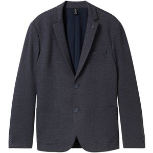 Piqué Blazer - Blauw - Zacht - Normale Pasvorm