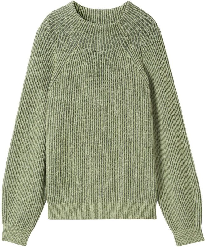 Tom Tailor Dames trui KNIT PLATED RIB regular fit Groen Ronde Hals Volwassenen