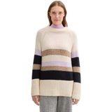 TOM TAILOR - Trui - Crème - Camel - Navy - Gestreept - Lange Mouwen