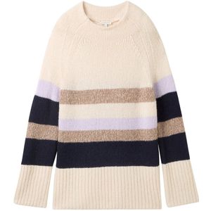 TOM TAILOR - Trui - Crème - Camel - Navy - Gestreept - Lange Mouwen