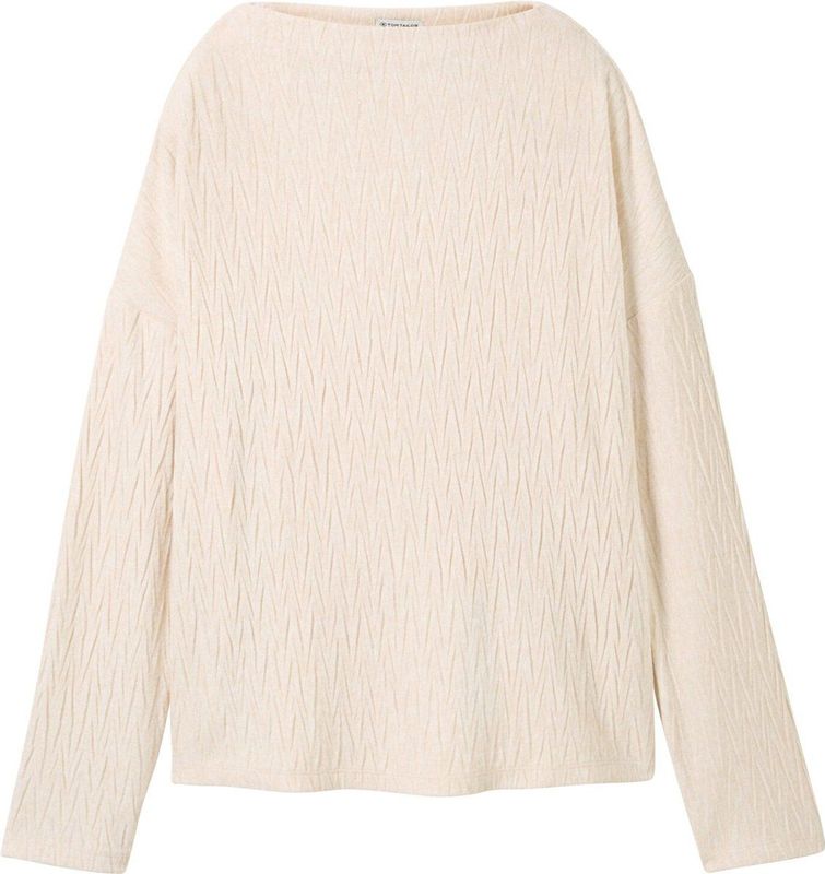 TOM TAILOR T-shirt met lange mouwen voor dames, 33962 - Doeskin Melange, XXL