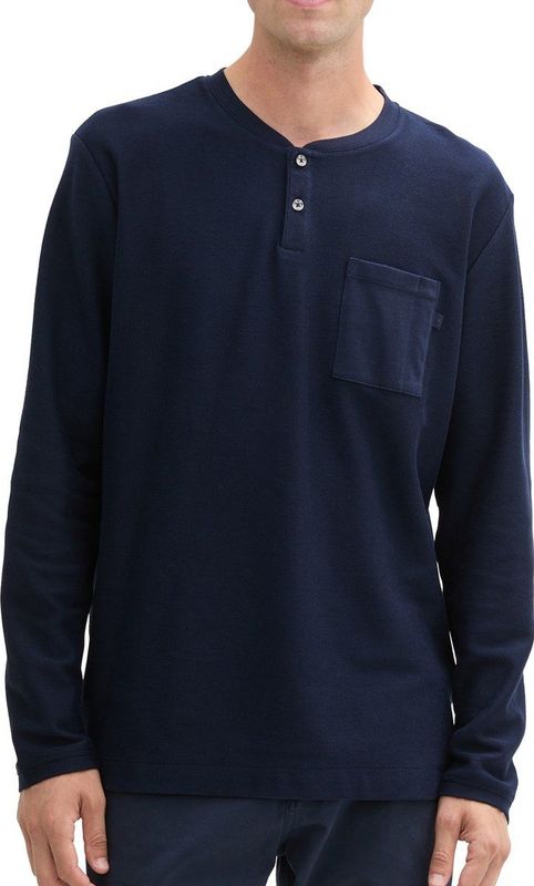 Tom Tailor - T-shirt Lange mouw - Heren Blauw - Katoen - 1044017