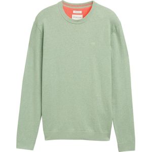 Tom Tailor - Gebreide Trui - Gemêleerd Groen - Regular Fit - 100% Katoen