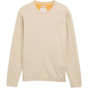 Soft Beige Melange - Pullover - Geborduurd Logo - Regular Fit