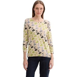 TOM TAILOR Damesshirt met lange mouwen en plooien, 36890 - Cosy Houndstooth Design, XL