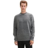 TOM TAILOR - Trui - Grijs - Halve Rits - Normale Pasvorm - Lange Mouw