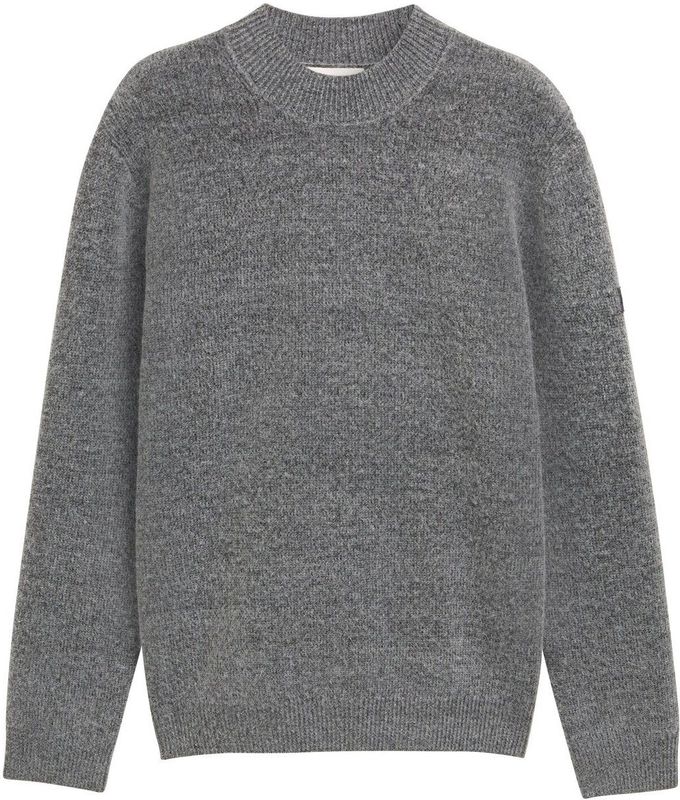 TOM TAILOR - Trui - Grijs - Halve Rits - Normale Pasvorm - Lange Mouw