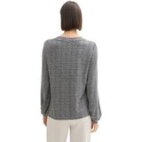 TOM TAILOR - T-shirt - Printed Heringbone Structuur - Zacht - Lange Mouwen