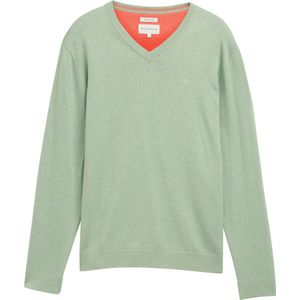 Tom Tailor - Trui - Spring Green Melange - V-hals - Lange Mouwen