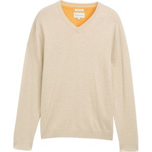 Tom Tailor - Gemêleerde Trui - Katoen - V-hals - Regular Fit