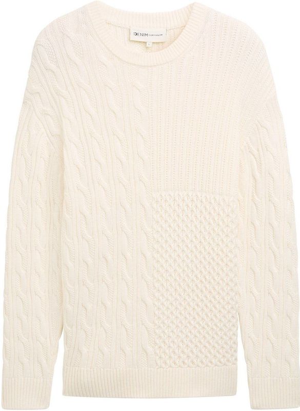 TOM TAILOR DENIM - Trui - Beige - Katoen - Losse Pasvorm