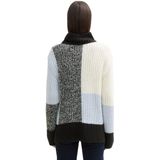 TOM TAILOR - 1044093 - Damestrui - Zwart en Blauw - Moderne Wollen Trui met Rolkraag