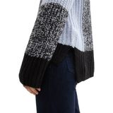 TOM TAILOR - 1044093 - Damestrui - Zwart en Blauw - Moderne Wollen Trui met Rolkraag