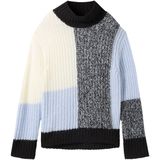 TOM TAILOR - 1044093 - Damestrui - Zwart en Blauw - Moderne Wollen Trui met Rolkraag