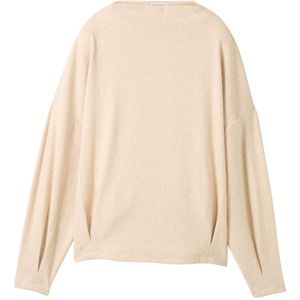 TOM TAILOR - Sweatshirt - Beige - Opstaande Kraag - Losse Pasvorm