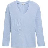 Tom Tailor - Gebreide Trui - Lichtblauw - V-hals - Lange Mouw