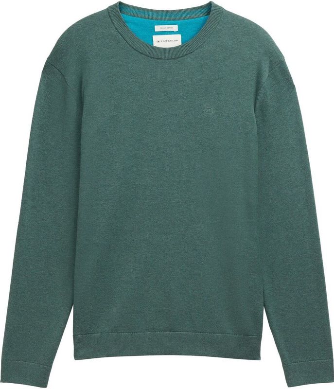 Tom Tailor - BASIC CREWNECK KNIT - Heren Trui - Groen - Ronde Hals
