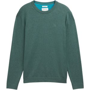 Tom Tailor - BASIC CREWNECK KNIT - Heren Trui - Groen - Ronde Hals