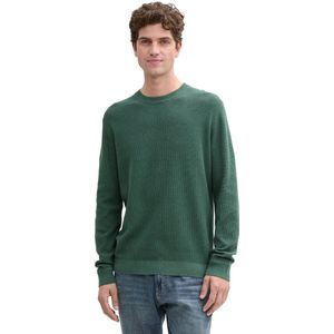 Tom Tailor Heren trui STRUCTURED CREWNECK regular fit Groen L Ronde Hals Volwassenen