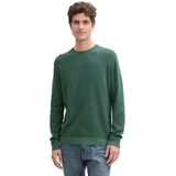 Tom Tailor - STRUCTURED CREWNECK Pullover - Groen - Regular Fit - Ronde Hals