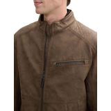 Tom Tailor - Leren Bikerjack - Sky Suede - Regular Fit - 100% Polyurethaan
