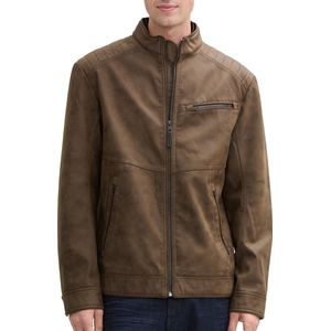 Tom Tailor - Leren Bikerjack - Sky Suede - Regular Fit - 100% Polyurethaan