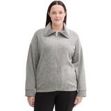 Plus - Sweatjack - Zwart - Katoen - Opstaande Kraag