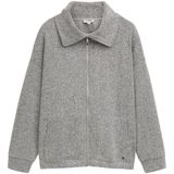 Plus - Sweatjack - Zwart - Katoen - Opstaande Kraag